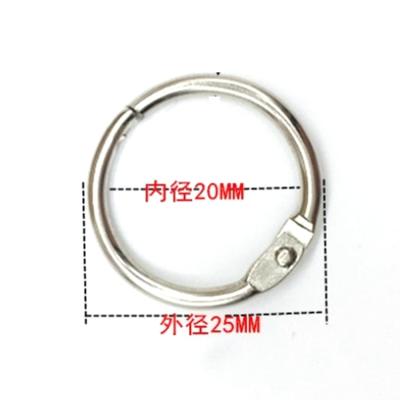 China Outer Silver Metal Book Binder Clip 25mm Split Rings For Stationery Album Cards for sale