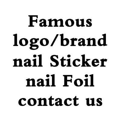 China Popular Fashion Luxury Brand Finger Nail Art Name Logo Designer Nail Stickers Transfer Foil Decals For Nail Art for sale