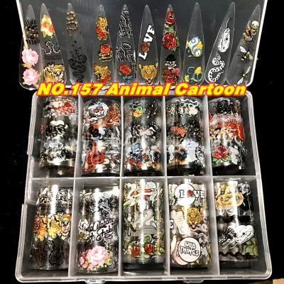 China Animal Nail Art Foil Decals Finger Nail Art 3D Black Flower Snake Halloween Halloween Accessories 2021 New for sale