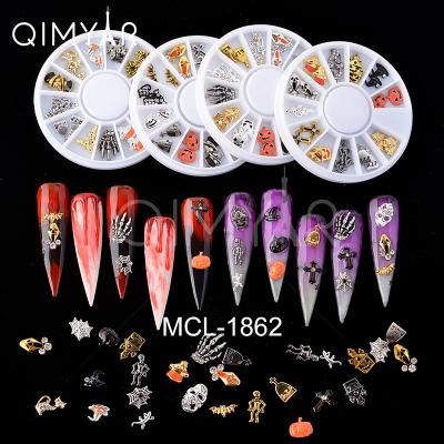 China Art Beauty 2021 New Arrivals Halloween Nail Decals Metal Nail Finger Nail Charm For Nail Art for sale