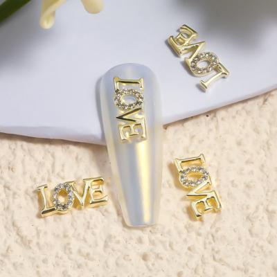 China Nail Art Beauty Nail Art Rhinestone Finger Charm Nail Gem Decorations For Valentines Day 3D Heart Alloy Crystal Love Heart Diamond Metal for sale