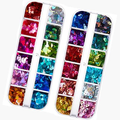 China Easy Apply 2022 New Beautiful Fine Glitter Valentine Day Nail Art Bulk Glitter Rose Red Heart Nail Art for sale