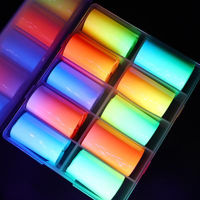 China Finger Nail Art 4*100cm Colorful Fluorescent Luminous Neon Nail Sticker Foil For Nails Art for sale