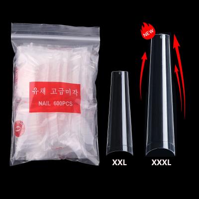 China New French Half Blanket Long Natural Clear Tapered No C Curve XXL XXXL Straight Coffin Shape Nail Tip for sale