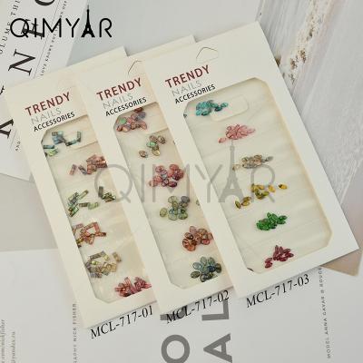 China Popular Nail Art New Arrival 6 Grid Pack Fancy Natural Abalone Slices Nail Art Decoration for sale