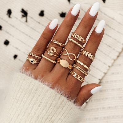 China Hiphop Fashion Women Hiphop Jewelry Set Gold Plated Stainless Steel Jewelry Rings Set for sale