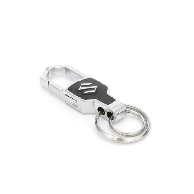 China Custom Wholesale Eco-friendly Laser Engraving Logo Metal Zinc Alloy Double Ring Keychains for sale