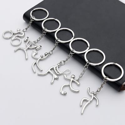 China Wholesale Creative Metal Key Chain Eco-friendly Sports Logo Football Basketball Key Chain Keychain Bicycle Running Weightlifting for sale