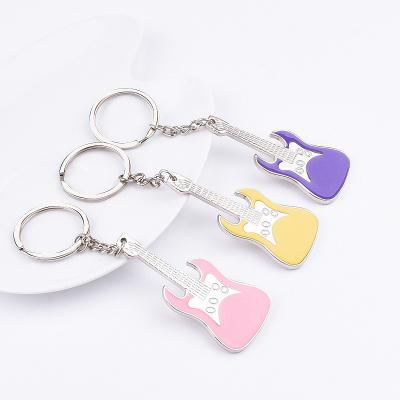 China Wholesale Creative Colorful Gift Eco-Friendly Concert Guitar Key Chain Metal Pendant Custom Keychain for sale