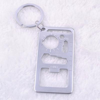 China Wholesale Multifunctional Metal Keychain Dividing Ruler Bottle Opener Key Chain Metal Key Holder for sale