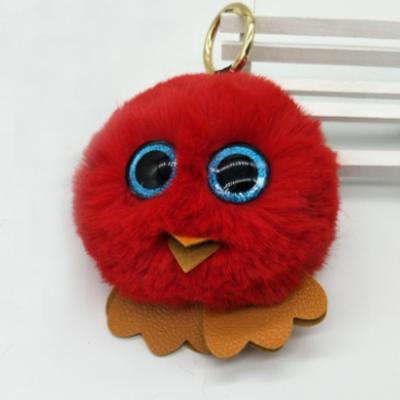 China Cute Plush Pom Pom Owls Doll Key Chains Large Stuffed Bunny Hair for sale