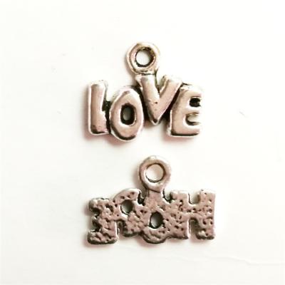 China Environmental Friendly Wholesale Customized Silver Zinc Alloy Mini Love Letter Pendant Keychain Pendant Decoration for sale