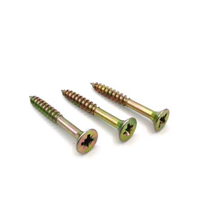 China Hot Sale Pozi Drive Double Countersunk Double Countersunk Chipboard Screw With Yellow Galvanized Deck Screw for sale