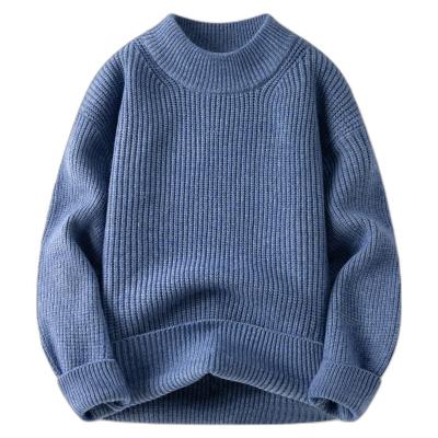 China Anti-wrinkle Pure color autumn and winter new men's thick loose sweater fashion sweater knitwear cable crew all-matching trendy tops for sale