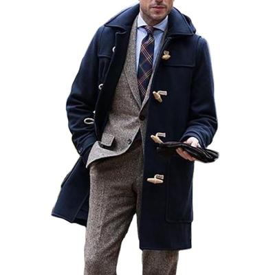 China Breathable Men's Trendy Mid-Long Lapel Overcoat Breathable & Warm Wool & Blends Jacket with Cotton Shell Sustainable Long Clothing for sale