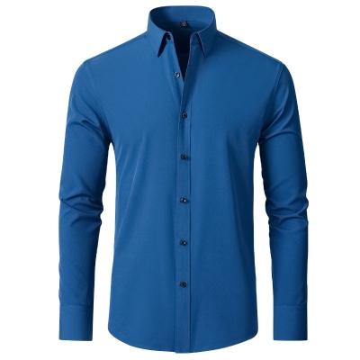 China Breathable Full elastic force shirt men's dress shirt non-ironing anti-wrinkle simple business thin long sleeve casual shirts men for sale