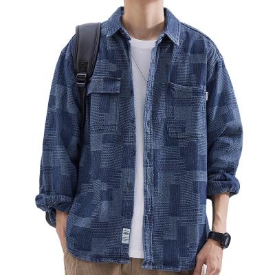 China Breathable Denim shirt men's long sleeve autumn loose casual handsome work clothes shirts spring and autumn coat men for sale