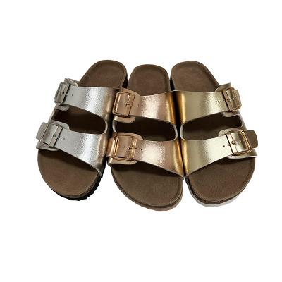 China Wholesale Fashion Trend Good Quality Women Buckle Straps Close Up Unique Sandals With Cow Leather Foot Bed Women's Slippers for sale