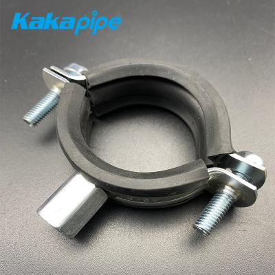 China Heavy Duty Galvanizing Rubber Cushion Slot Pipe Hanger Clamp With Welded Nut M8/M10 for sale