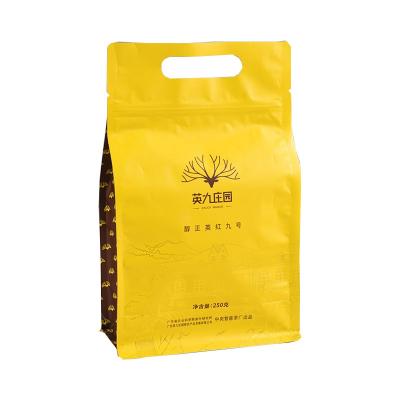 China Factory Moisture Proof Custom Printed Resealable Plastic Aluminum Foil Four Side Sealed Tea Packaging Stand Up Zipper Bag for sale