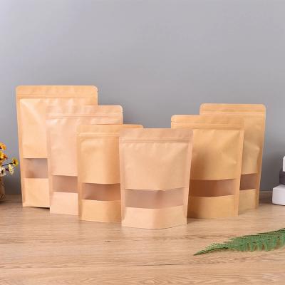 China Biodegradable Food Grade Nut Packaging Kraft Paper Bag Custom Printing Craft Stand Up Pouch For Food In Stock for sale