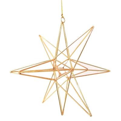 China Christmas Ornament 3D Iron Wire Metal Craft Tree Ornament Hanging Decorative Star for sale