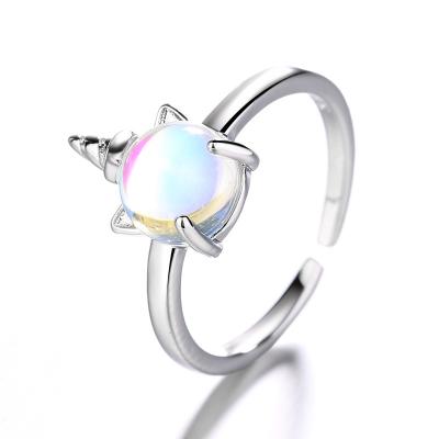 China Colorful Female Cute Open Ring Unicorn Ring Symphony Stone Ring Simple Fantasy CLASSIC for sale