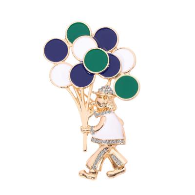 China New Luxury Designer Brooch For Men Women Cute Pin Clothes Accessories Painting Oil Clown Clown Cartoon Confession Balloon MAIXI ALLOY for sale