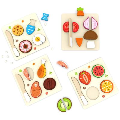 China Real Life Kitchen Toy 6 Models Children Wooden Educational Toys Baby Educational Toys Cutting Fruit and Vegetable Board for sale