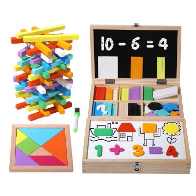 China Environmental protection factory direct supply children counting math learning sticks early education wooden teaching aid box for sale