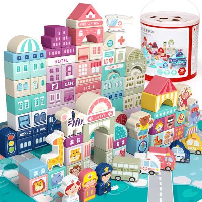 China Environmental protection China manufacturing 100pcs cheap interactive city streetscape building blocks educational toys for sale