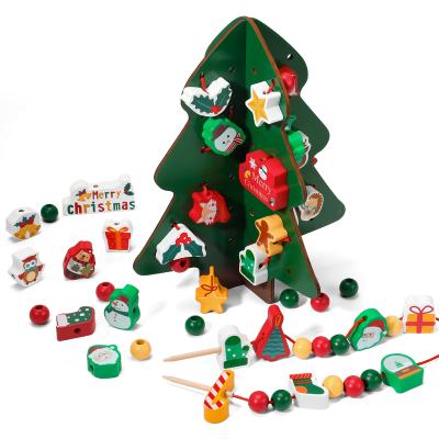 China Environmental Protection Popular Hot Selling Children's Educational Toys Beaded Beaded Hand-eye Coordination Christmas Tree for sale