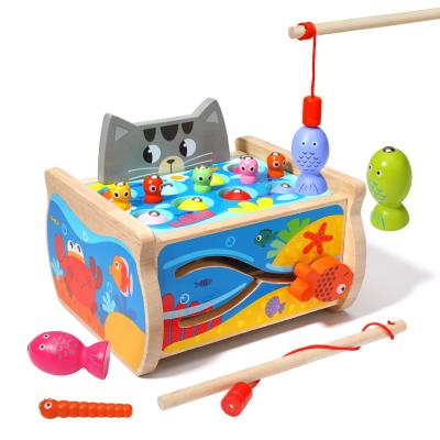 China High quality environmental protection promotion children's aquarium wooden magnetic kitten fishing beneficial intellectual toys for sale