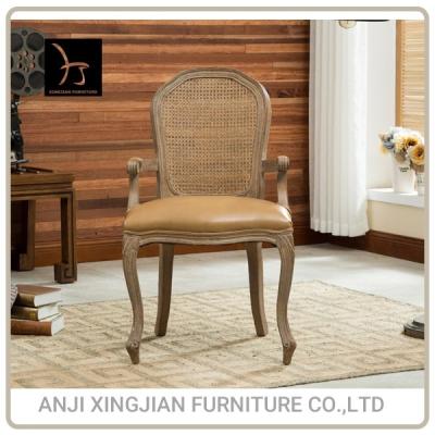 China Convertible Old Rattan Vintage Rattan Chair Cafe Indoor Rattan Back Armrest Dining Chairs for sale