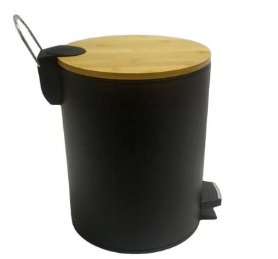 China 5L Stage Trash Can Pedal Bin Stocked Waste Bin With Bamboo Lid for sale