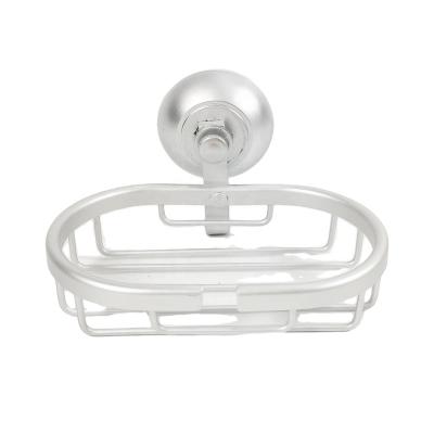 China Modern Metal Wire Suction Cup Soap Holder Bathroom Toilet Soap Shelf Holder for sale