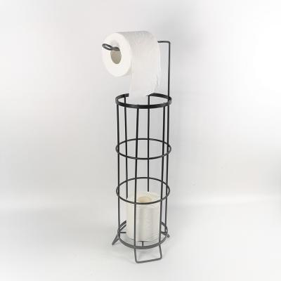 China Modern Free Standing Metal Wire Toilet Paper Rolls Block Paper Holder Rack for sale