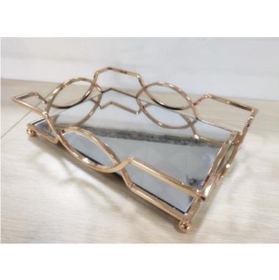 China Decorative Mirror Tray Dresser Tray Vanity Tray PIH-844 Metal for sale