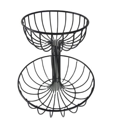 China 2 Tier Metal Wire Basket Kitchen Sustainable Fruit Basket for sale