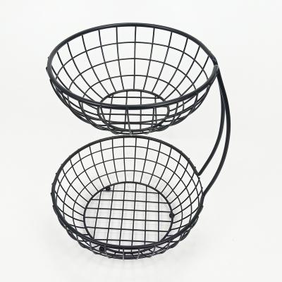 China Two-Tier Sustainable Metal Wire Fruit Basket for sale