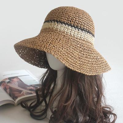 China Ladies 2022 Summer Bucket Hat Kids Foldable Straw Hat Handmade Women Foldable Character Soft Lace Sun Visor Straw Beach Hat Feminine for sale