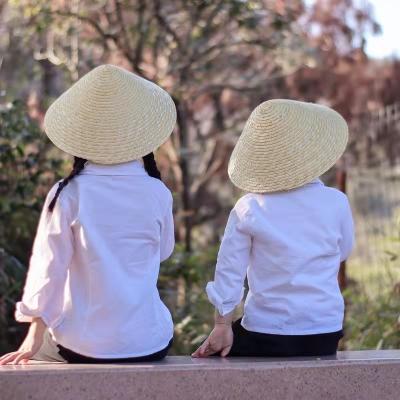 China Wholesale Tip Fashion Style Ins Style Character Kids Rain Cone Wheat Straw Sun Hat Summer Travel Custom Kids Beach Hats Straw for sale