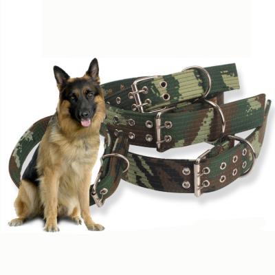 China Personalized Big Pet Collar Canvas Camouflage Dog Wholesale Fierce Double Layer Strong Pull Collar With Fashion Rivet for sale