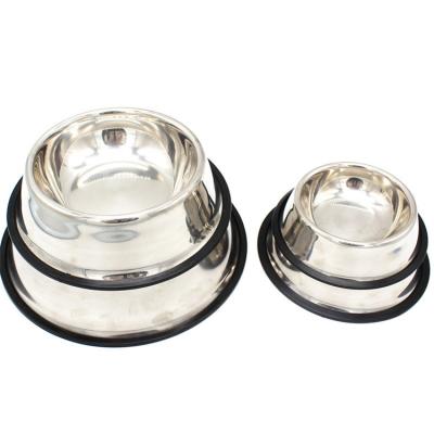 China Wholesale Cat Pet Food Bowls Dog Non-Slip Dish Viable Quality With Base Stainless Steel Pet Food Bowl Dish Rubber Pet Drinking Supplies for sale