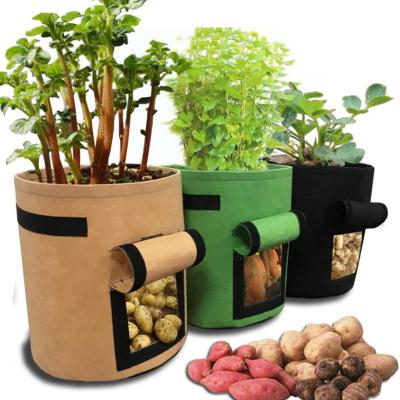 China Breathable 7 Gallon 300g Heavy Duty Thickened Nonwoven Fabric Pots Grow Bags For Plants, Tomatoes, Potato With Handles for sale