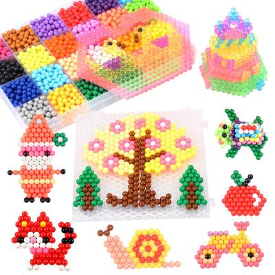 China Eco-Friendly Toy Colorful Water Spray Fuse Non-Toxic Educational Beads with Tweezers, Peg Mat, Case for Kids Working with Aqua Perler Sticky Beads for sale