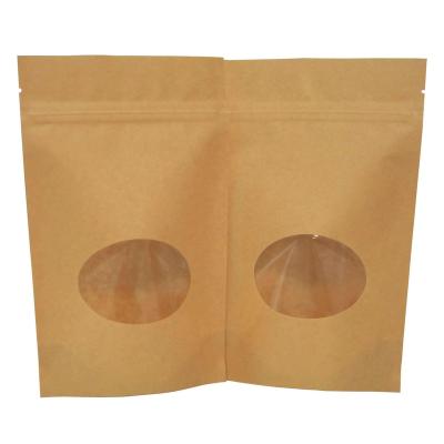 China 4oz 5inch8inch2.5inch disposable paper packing bag stock pouch packing no printing with zipper window china wholesaler for sale