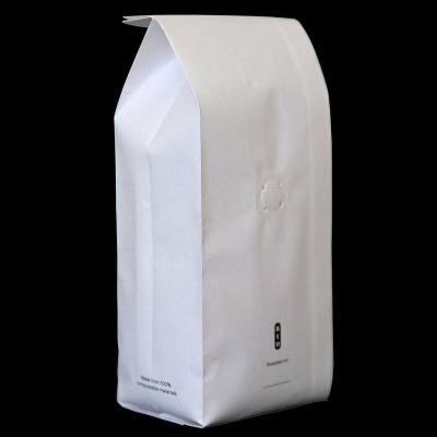 China Recycled Recyclable Materials Kraft Paper Coffee Bean Bag Side Gusset White Pouch With Valve Logo Food Grade Packaging Digital Printing Porcelain for sale