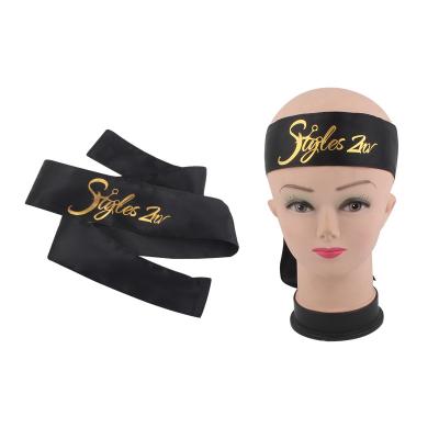 China Custom Logo Virgin Hair Silk Head Scarf Silk Head Band,6X110cm Customized Satin Headband Tie,Head Wrapping Band Ties for sale