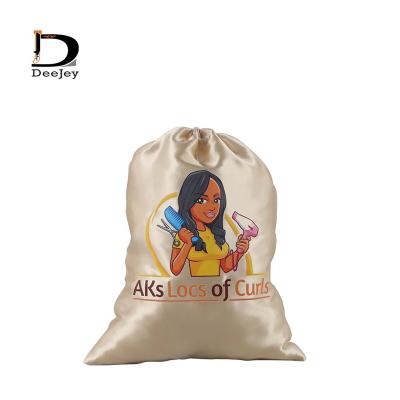 China Small MOQ Luxury Custom Logo Satin Bags For Hair Wig EXTENSIONS Packaging for sale